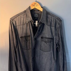 Lucky Brand Black Label Washed Grey Denim Button-Down Shirt
